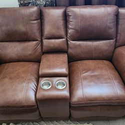 Leather Recliner Sofa, Recliner LoveSeat And Coffee Table