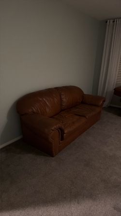 Brown Leather Loveseat Sofa