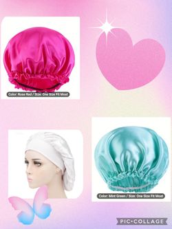 3 New Hair Bonnets
White, Blue, Pink
