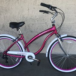 New Bike!!! Women’s Hot Pink 7-speed Beach Cruiser Bicycle 