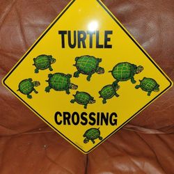 Turtle Crossing Aluminum Sign