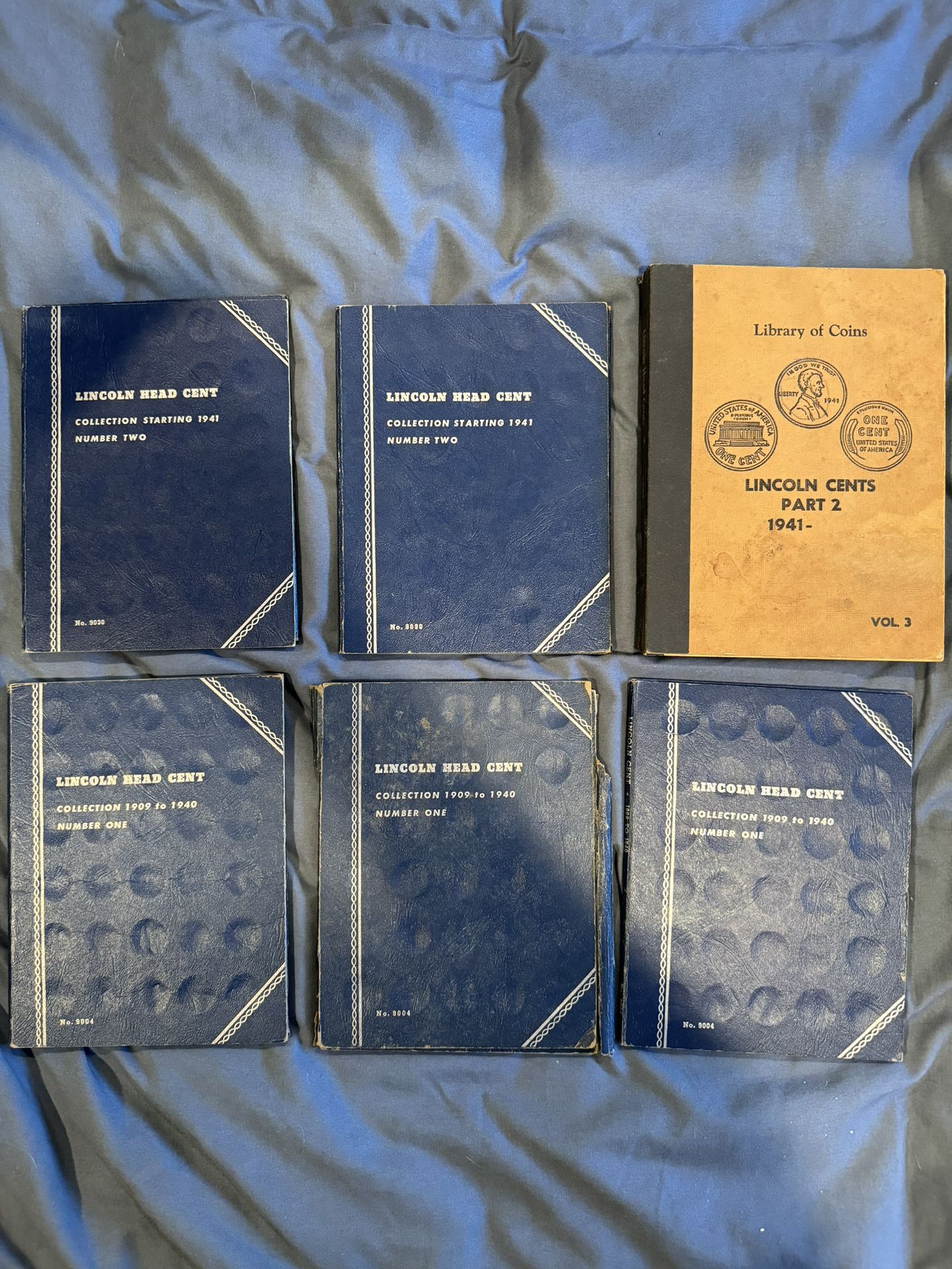 6 Partially Filled Lincoln Wheat Cent Coin Albums 