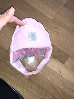 Pink girls winter hat with strap