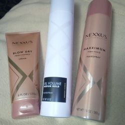 Nexxus Maxxximum Firm, XXL Medium Hold HairSpray & Blow Dry Heat Protect Cream asking $23 for all 3  