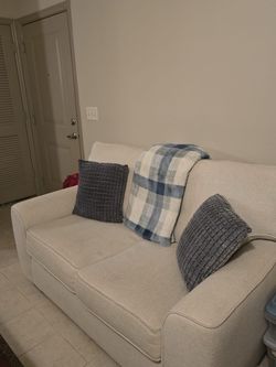 Beige Fabric Loveseat Sofa