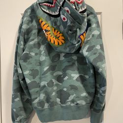 Bape double Hoodie Camo shark green