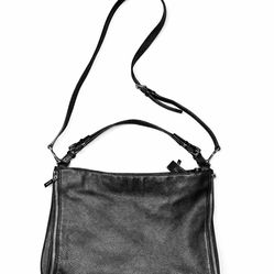 Michael Kors Leather Shoulder Tote Bag- Black Purse Side Zippers