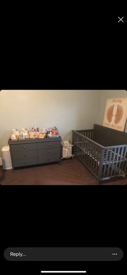 Baby crib and dresser