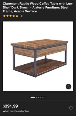Claremont Rustic Wood Coffee Table