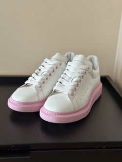 Alexander McQueen Oversized Mens White Pink Leather Sneakers - Size 43,5 US10