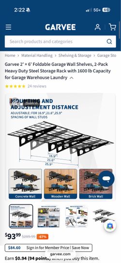 Foldable garage shelves