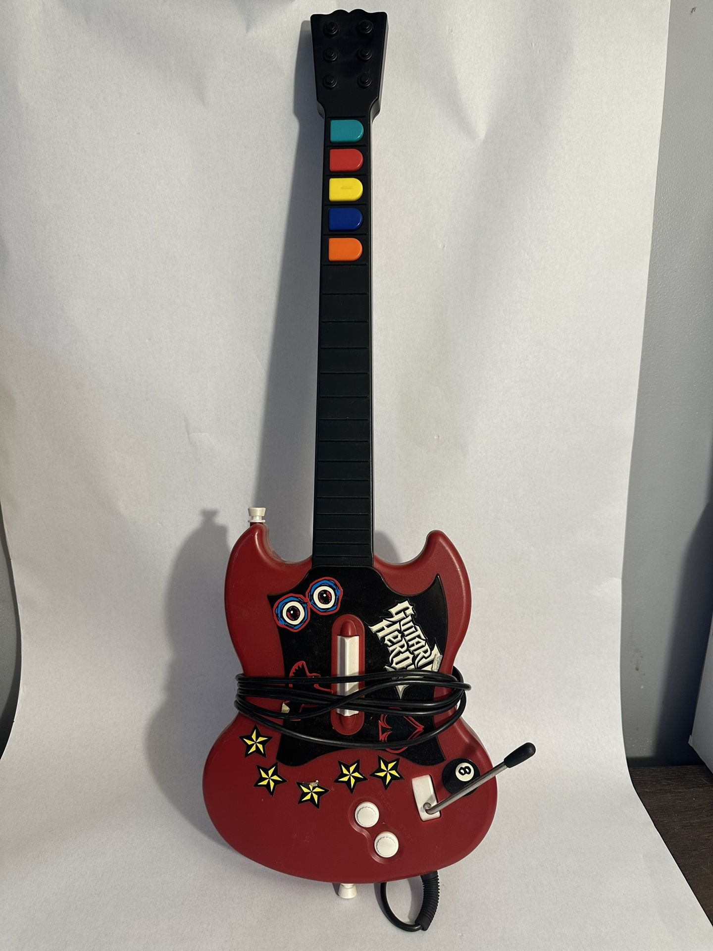 PlayStation 2 PS2 Guitar Hero Wired Guitar Controller Red Octane (TESTED)