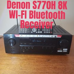 Denon AVR S770H 7.2 Channel HomeTheater 8K Receiver Bluetooth AVR Remote Wi-Fi Heos Apple Airplay Phono