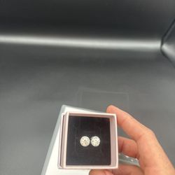 2CT Lab Diamond Halo Earrings On S925 