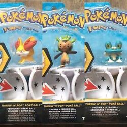 Pokemon Throw N Pop Fennekin Froakie Chespin