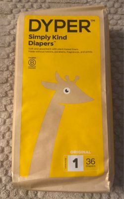New One (1) Dyper Simply Kind Baby Diapers Size 1 (8-14 lbs) 36 Count