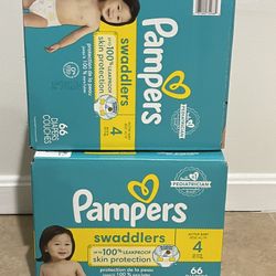 2 Pampers Swaddlers Active Baby Diapers - (Size 4 and 66 Count)