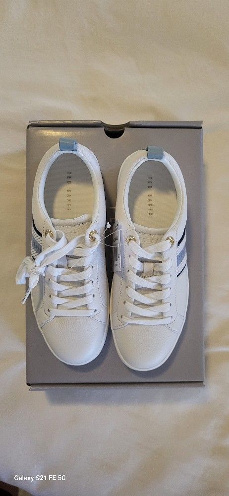 Ted Baker Womens Leather White Sneakers Size 6
