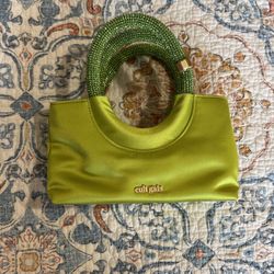 Olive Green Silk Cult Gaia Bag Looks Like A Piece Of Jewelry With Green Crystals That Looks Like Bracelet When Worn! New Condition Amazing Price! 