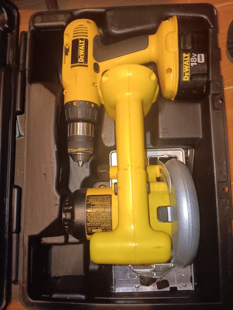 Dewalt combination tool set hard case cordless drill and circular saw