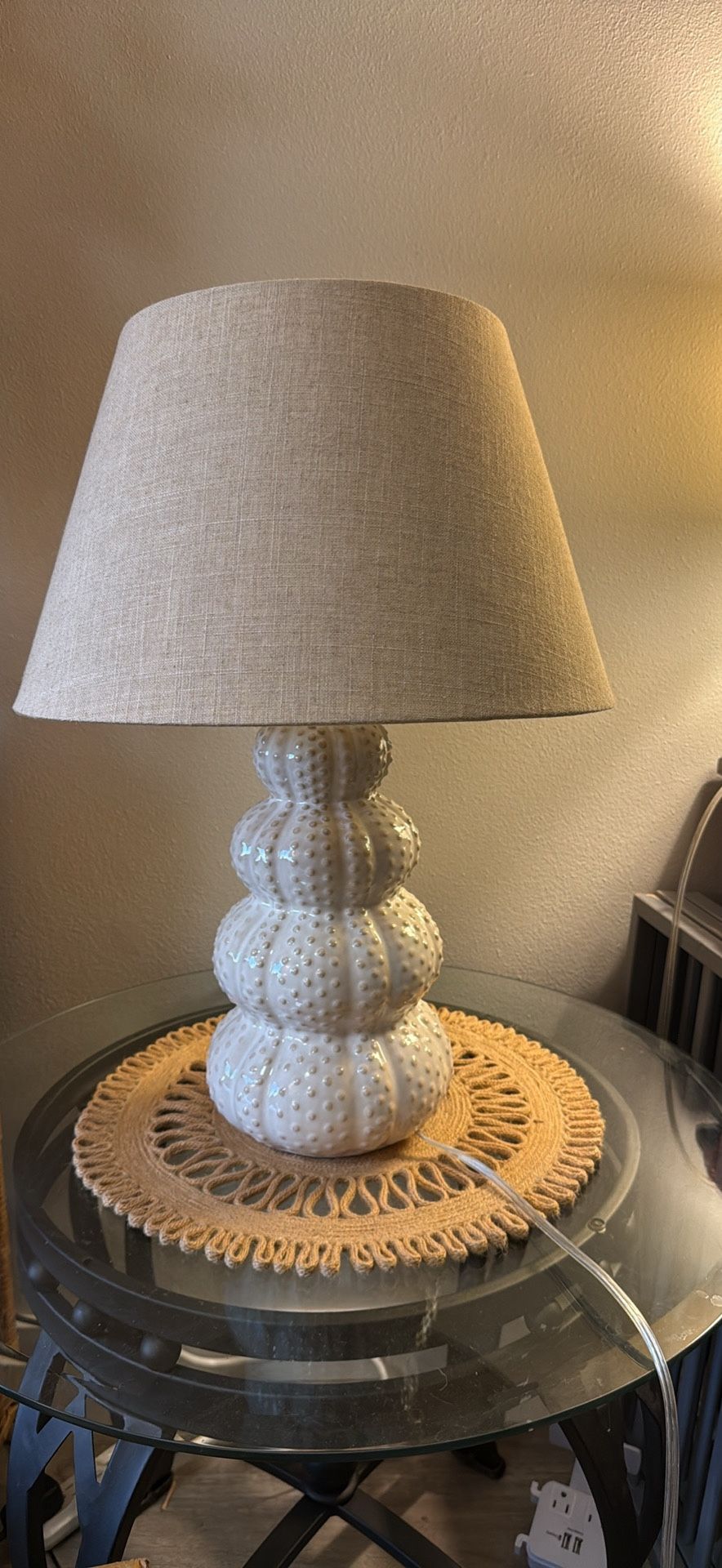 Coastal Ceramic Table Lamp – 2 ft with Linen Shade