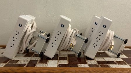 Group Dekko Desk Clamp Power Strip Outlet Hub - White (Lot of 5)