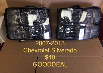 #OH141 FIT 2007-2013 Chevrolet Silverado 1500/2500/3500 Smoked Chrome Out OE Style Halogen Headlight Head Lights Pair Set