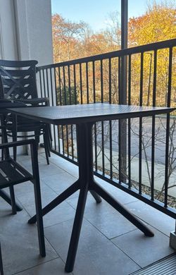 Title suggestion: Modern Black Bistro Patio Dining Set – Commercial Quality