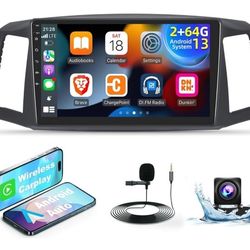 Jeep Grand Cherokee 2004 2005 2006 2007, 10.1 inch Touch Screen Android 13 Car Play Stereo, Carplay/Android Auto/Bluetooth/SWC + AHD Backup Camera