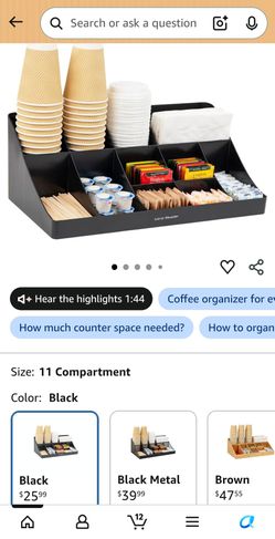 11-Compartment Coffee Organizer & keurig Pod Organizer Black