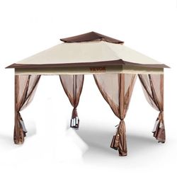 🏕️ 11x11 Pop-Up Patio Gazebo w/ Mosquito Netting – Fits 8–10 People – New 🦟☀️