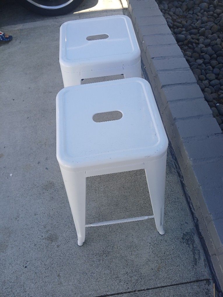 Pair Of White Stools 
