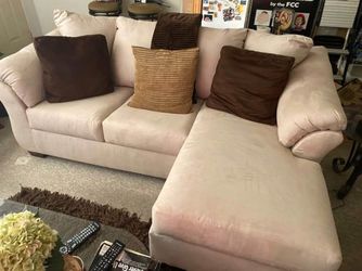 Beige Microsuede L-Shape Sectional Sofa with Reversible Chaise