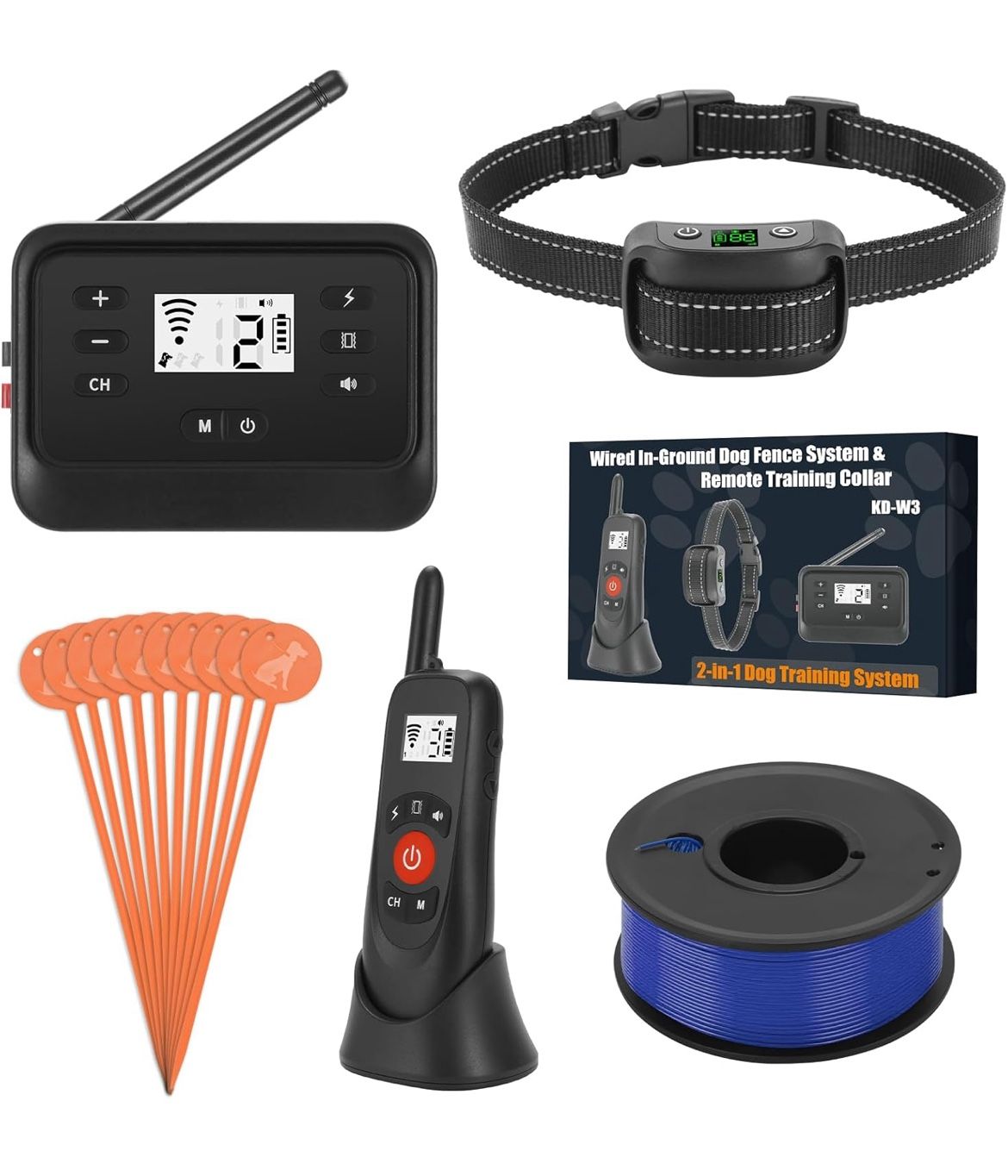 Brand new 2-in-1 Wired Dog Fence & Remote Training Collar, Underground/Aboveground Dog Fence, Electric Pet Containment System, Tone/Vibration/Shock Mo