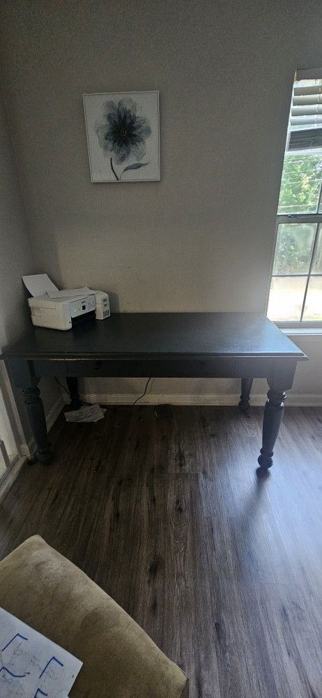 Gray Solid Wood Desk