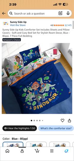 Blippi Dino full size bedding
