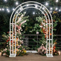 White Heavy Duty Square Tube Iron Wedding Arch Metal Backdrop Party, wedding Decor Stand Garden Frame
