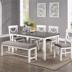 6 PCs  Dinette.   4 Chairs And Bench 
