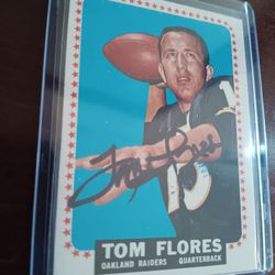 1964 Topps* Tom Flores* Hall Of Famer* Superbowl Champion* Original* Autographed* Oakland/ Las Vegas Raiders