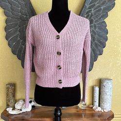 Moon &amp; Madison Oversized Knit Crop Cardigan Sweater 
