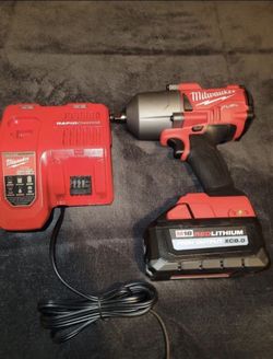 Brand New Milwaukee 1/2 In Impact Wrench 8.0 Ah Battery And Fast Charger