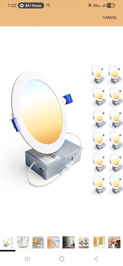 6 Inch Recessed Lights 12 Pack Canless LED Dimmable 5CCT Ceiling Lights