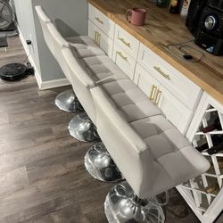 4 Leather Bar Stools