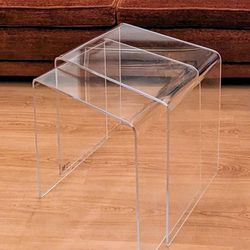 MCM Set of 2 Acrylic Nesting / End Tables / Clear Plastic Lucite