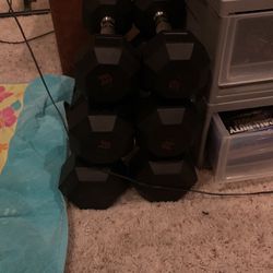 Pair Of 10, 15, And 20 Lbs Dumbbells 