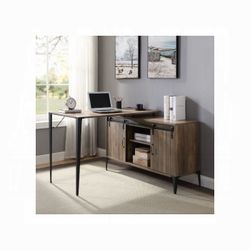 A Rectangular Desk with A Storage Cabinet 
