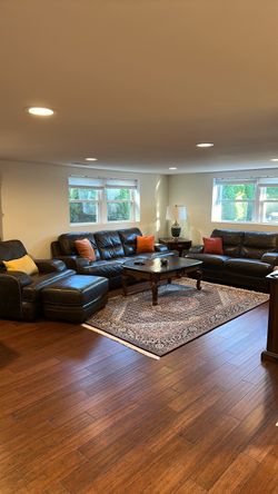 black leather, furniture, living room set