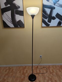 6ft Black Floor Lamp with Light Bulb Included (Used, Like New).
