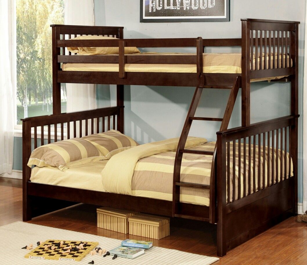 Brand new espresso or white twin/full bunkbed with mattress