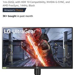 LG Gaming Monitor 144Hz 27 Inch Nvidia